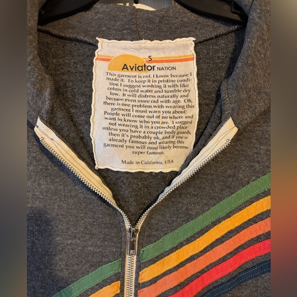 Aviator Nation 5 Stripe Hoodie - Diagonal Stripe! - Picture 5 of 9